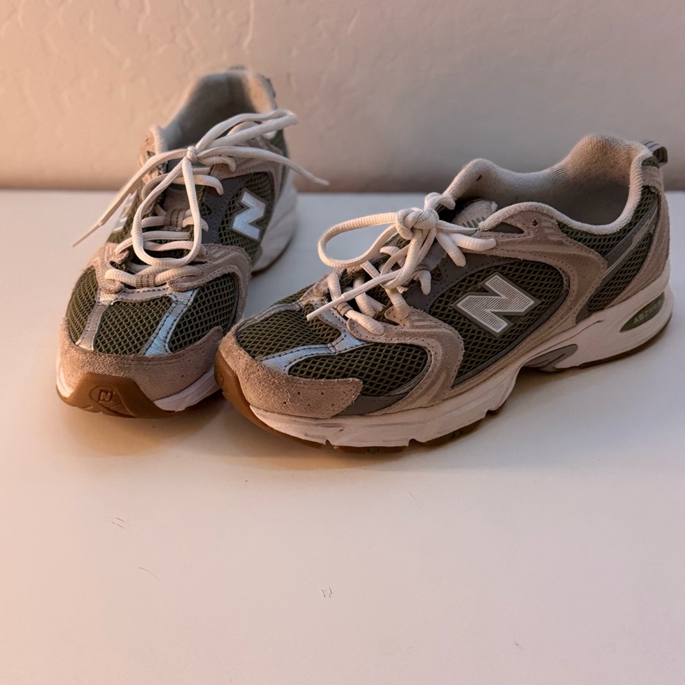 Green and White New Balance Sneakers